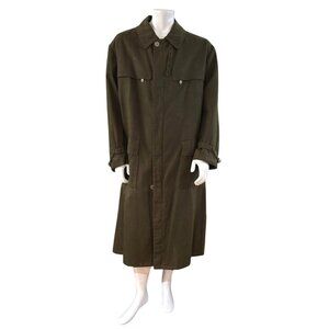 Vintage Holland & Holland Trench Coat XXL Made in France Olive Drab Wool Lined